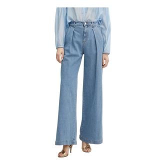 Ermanno Scervino Jeans, Dames, Blauw, M, Katoen, Jeans met plooien