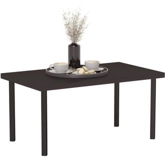 OUTSUNNY Metal Garden Coffee Table with Woodgrain Tabletop - Brown | TJ Hughes