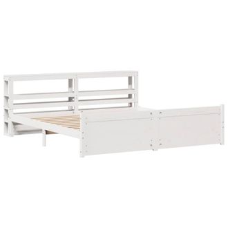 Berkfield Home Beautiful Bed Frame with Headboard without Mattress White 180x200 | Size: Super King