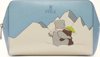 Furla Camelia Cosmetic Case Toni Carta Da Zucchero Multicolour Eracle Grained Calf Leather With Orsi Neve Print Woman