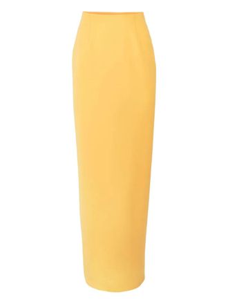 Carolina Herrera column maxi skirt - women - Wool/Elastane - 10 - Yellow