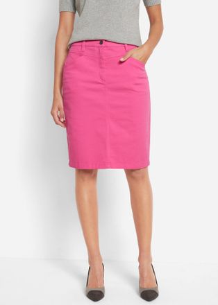 Bonprix Jeansrock BONPRIX Jeansrock, Stretch, Damen, Gr. 40, rosa (flamingopink), Denim/Jeans, Obermaterial: 97% Baumwolle, 3% Elasthan, unifarben, k&ouml;rpernah 