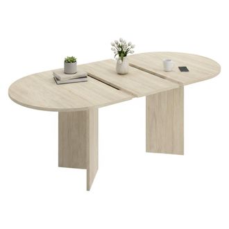 Dmora Mesa Extensible Espa&ntilde;ola, 6 Plazas, Extensible, 90x140x76h Cm Roble Marr&oacute;n