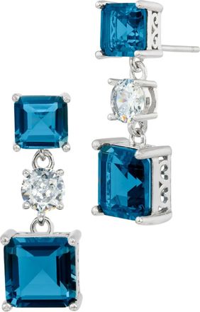 Savvy Cie Jewels STERLING SILVER.925 WHITE AND BLUE CZ DROP EARRINGS