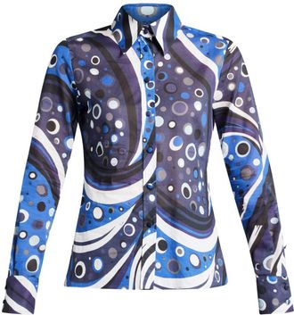 Pucci Camicia con stampa Fontane - Blu