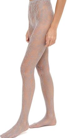 Stems Aria Floral Fishnet Tights in Grey at Nordstrom