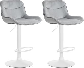 Clp Juego De 2 Taburetes De Bar Vonore En Terciopelo Gris Blanco