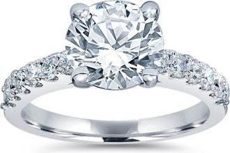 Pompeii3 Certified 2ct Diamond Engagement Ring Solitaire Accent 14K White Gold Lab Grown