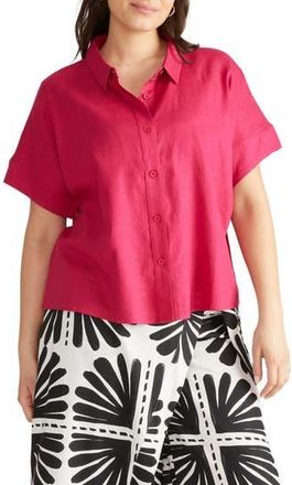 Universal Standard Boxy Linen Blend Shirt in Cerise at Nordstrom Rack, Size L (22W-24W)