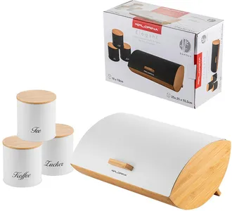 OEM Juego De Cocina: Panera Y 3 Recipientes Para Caf&eacute;, T&eacute; Y Az&uacute;car, Florina Elegant Blanco