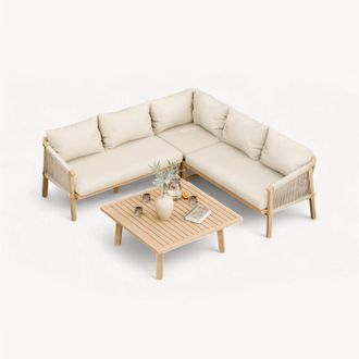 Royalcraft Roma 5 Seater Corner Lounge Set in Natural