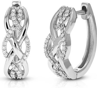 Vir Jewels 1/5 cttw Lab Grown Diamond Hoops Earrings in Sterling Silver With Hidden Post For Women
