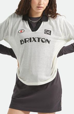 Brixton Varsity Johnny Collar Polo in Off White/Black at Nordstrom, Size X-Small