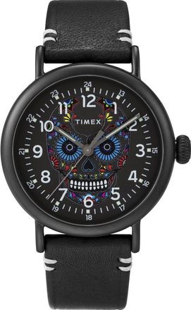 Timex Waterbury Standard Dia De Los Muertos Mens Black Watch TW2U95200 Leather - One Size
