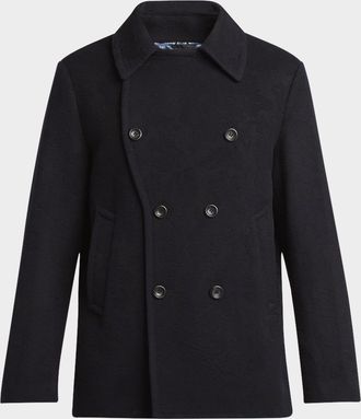 Etro Men & apos;s Wool Tonal Jacquard Pea Coat