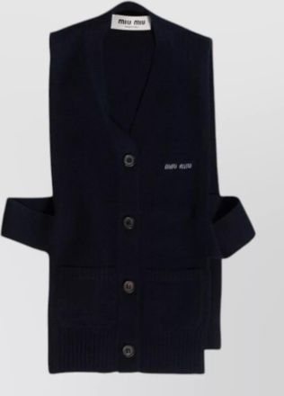 Miu Miu v neck sleeveless knit top ribbed hem