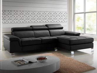 Vente-Unique Sof&aacute; rinconera derecha de piel MISHIMA - Negro