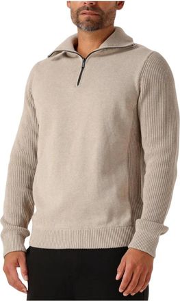 Saint Steve Benjamin Half Zip Sweater - Heren - Coltruien - Beige - S - Katoen - Truien & Vesten