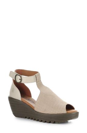 FLY London Lemo Ankle Strap Platform Wedge Sandal in Taupe at Nordstrom, Size 10-10.5Us