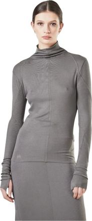 Thom Krom Tops, Dames, Grijs, S, Ash Grey Longsleeve Coltrui Slim Fit W TS 532