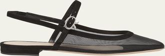 Gianvito Rossi Mesh Mary Jane Ballerina Flats