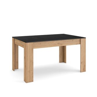 Skraut Home Skraut Home - Mesa Comedor, Mesa Fija Cocina Y Sal&oacute;n, 140x90x76 Cm, Para 6 Comensales, Muebles Comedor, Estilo Moderno, Negro Y Roble