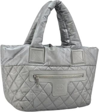 Chanel Pre-owned Tote Bags, female, Gray, Size: ONE SIZE Pre-owned Vintage Nylon Tote Bag