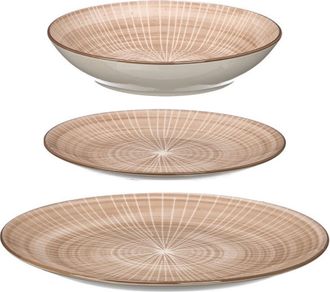 OEM Juego De 12 Platos Marrones Con Estampado Geom&eacute;trico