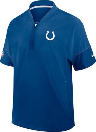 Nike Indianapolis Colts Sideline Coach Nike Mens NFL 1/2-Zip Short-Sleeve Hooded Jacket in Blue | 03BO088K98-2J5