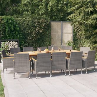 vidaXL Juego De Comedor De Jard&iacute;n 13 Piezas Con Cojines Gris Vidaxl