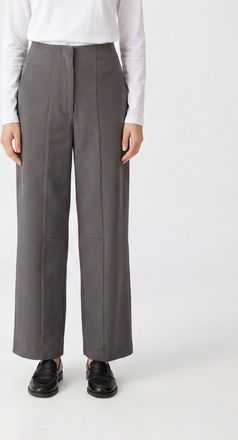 Erika Cavallini Semi Couture Pantaloni palazzo a vita alta in pura lana vergine con tasche America