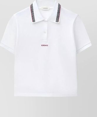 Versace cotton piqu&eacute; logo-embroidered polo shirt