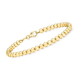 RS Pure by Ross-Simons Italian 4mm 14kt Yellow Gold Bead Bracelet