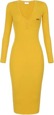 Elisabetta Franchi V-neck rmidi dress - Yellow