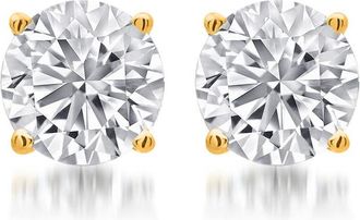 DiamondMuse 1.50 Carat T.W. Round White Diamond Yellow Gold over Sterling Silver Stud Earrings for Women