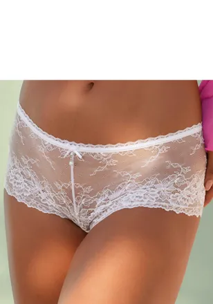 Lascana Panty LASCANA, Damen, Gr. 40/42, weiss (wei&szlig;), Spitze,, Unterhosen Panty, aus dezent transparenter Jacquardspitze mit edlem Perlenaccessoire