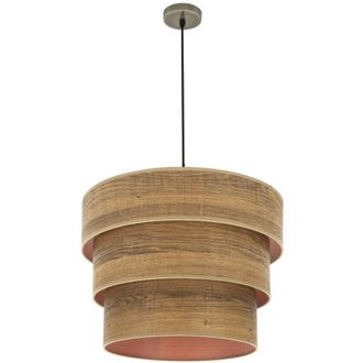 Fabrilamp Colgante Triple Smile 3xe27 Cuero/madera Oscura Regx50x50 Cm