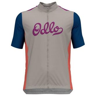Odlo Essential Odlo Print S/U Collar S/S Full Zip Velotrikot f&uuml;r Herren | grau
