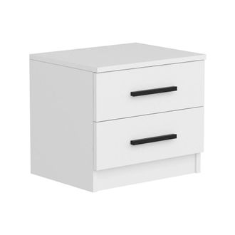 Dmora Dmora - Mesa De Noche Chort, C&oacute;moda Baja, Mesilla De Noche, Estante De La Cama, 50x47 H40 Cm, Blanco