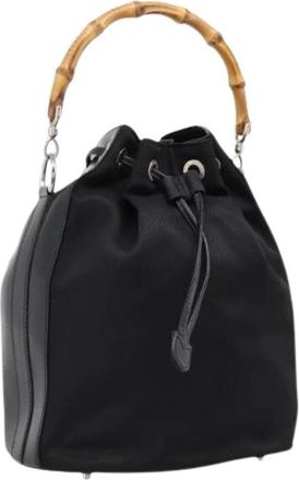 Gucci Pre-owned Nylon Bucket Bag - Dames - Vintage Tas - Zwart - ONE Size - Nylon - Vintage