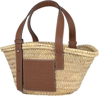 Loewe Pre-owned Raffia Basket Handbag - Dames - Vintage Shopper - Beige - ONE Size - Leer - Vintage