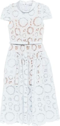 Self Portrait Midi-jurk met bloemenkant - Blauw