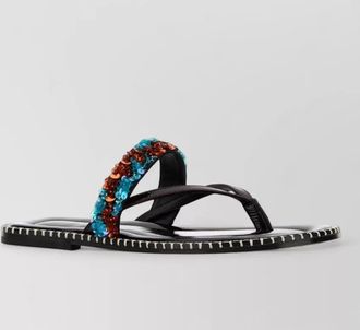 Dries Van Noten leather thong sandals contrast stitching strap