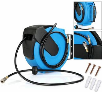 No Brand No Brand - Monzana Enrollador De Aire Comprimido Con Manguera De 20m Con Soporte Mural Carrete Autom&aacute;tico Y Flexible Jard&iacute;n