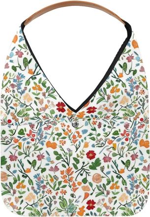 Generic Floral Leaves Pattern Reusable Lightweight Grocery Bags - Foldable Into Compact Pouch, Washable & Sturdy, Multipurpose for Shopping and Travel