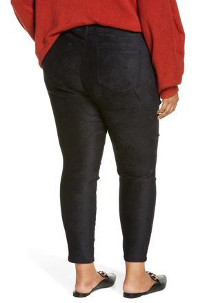 NYDJ Womens NYDJ Ami Skinny Pants Black Faux Suede Cropped JZZ470