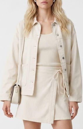 Vero Moda Jamie Denim Shacket in Birch at Nordstrom, Size X-Large