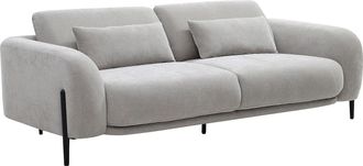 Vente-Unique Sof&aacute; de 3 plazas con respaldo reclinable en tejido gris claro ARAVIO