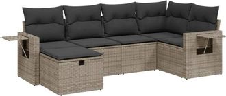 vidaXL Vidaxl - Set De Muebles De Jard&iacute;n 6 Pzas Y Cojines Rat&aacute;n Sint&eacute;tico Gris