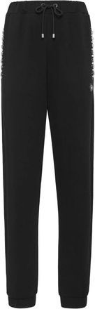 Philipp Plein Broeken, Dames, Zwart, S, Katoen, Jogging Broeken Crystal Iconic